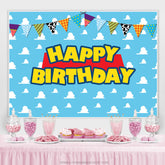 Wolken Mit Flaggen Glücklich Geburtstag Hintergrund Für Kinder